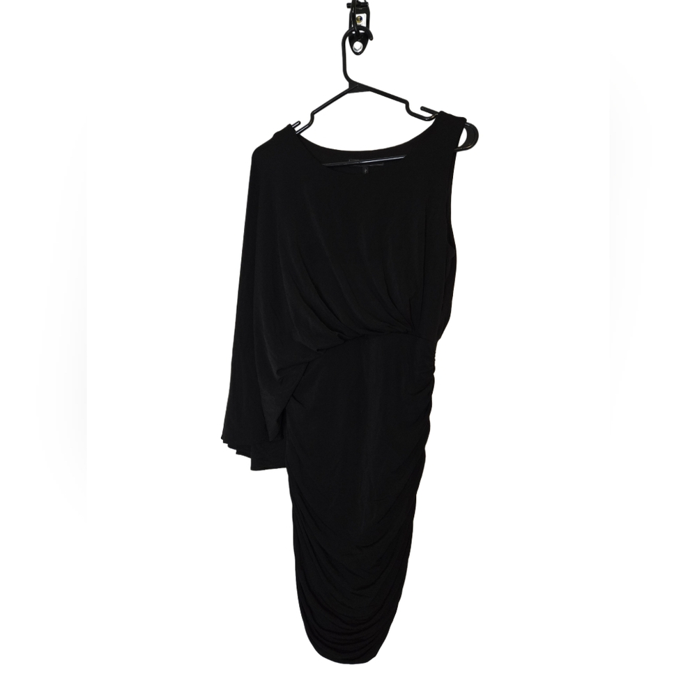 BCBG Max Azria Black One Shoulder Draped Cocktail Dress Size M Bodycon‎ Evening